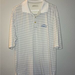 Nike White and Blue Polo Shirt with Stripes